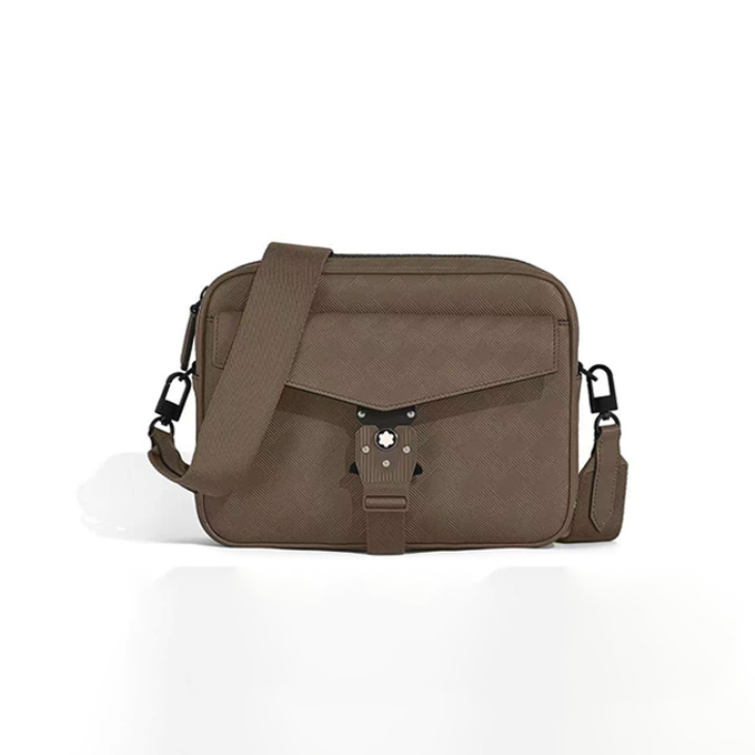 montblanc 3.0 hazelnut brown leather crosshatch camera bag #220248